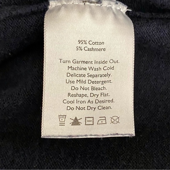 EDDIE BAUER Cotton-Cashmere V-Neck Long Sleeve Sweater Navy Blue Mens Size TL - Picture 7 of 7